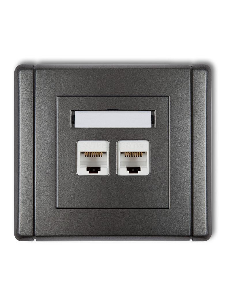 FLEXI Gniazdo komputerowe podwójne 2xRJ45, kat. 6, ekranowane, 8-stykowe grafitowy