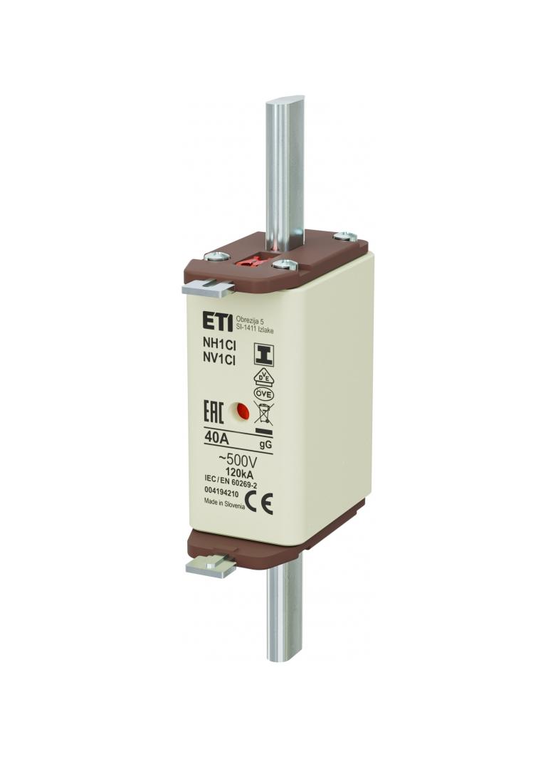 Wkładka topikowa NH zwłoczna KOMBI Zaczepy izolowane NH1C/I gG 40A 500V 004194210 ETI