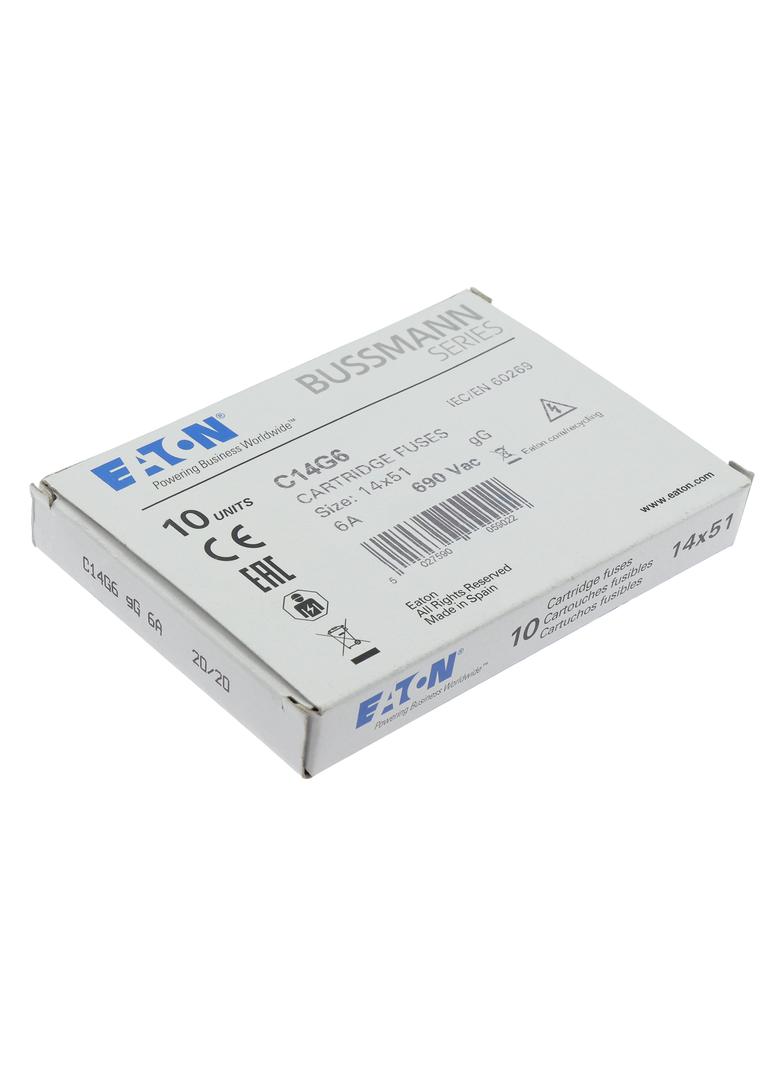 CYLINDRICAL FUSE 14 x 51 6A GG 690V AC Wkładka cylindryczna 14 x 51mm 6A GG 500V AC C14G6 EATON