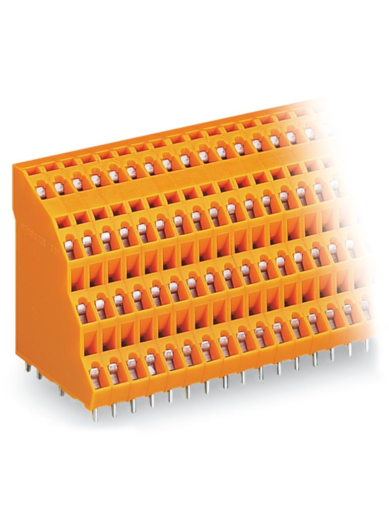 4-piętrowa listwa do pł. drukowanych 4 x 12 bieg. pomarań. raster 5,08mm