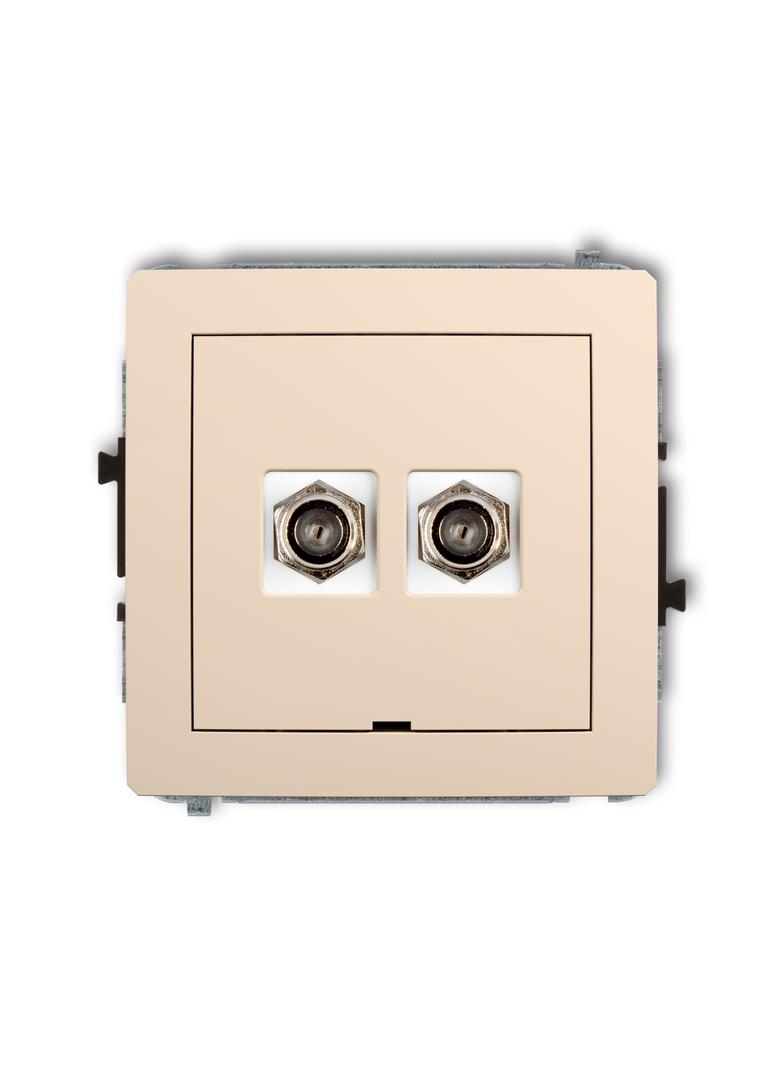 DECO Mechanizm gniazda antenowego podwójnego typu F (SAT) niklowany, bez pola opisowego beżowy