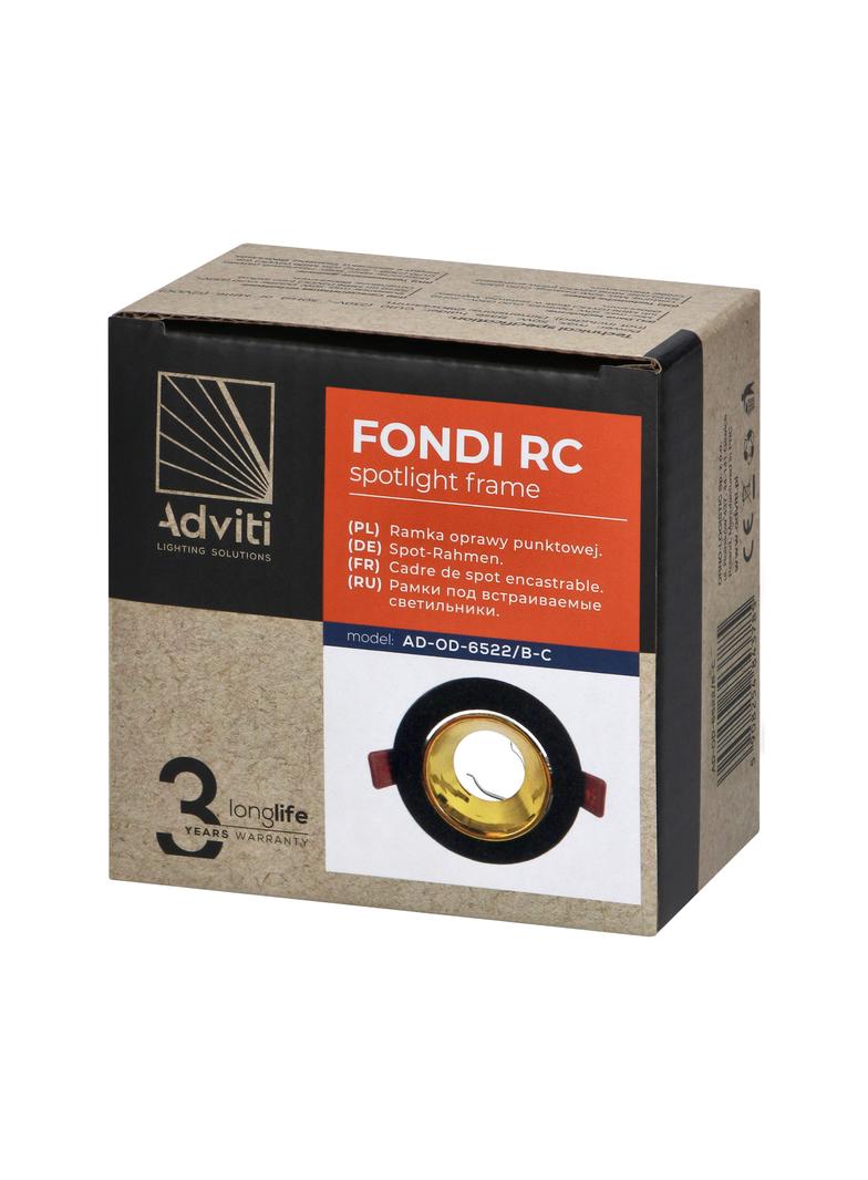 FONDI RC ramka dekoracyjna oprawy punktowej, MR16/GU10 max. 50W, okrągła, stała, aluminiowa, czarno-