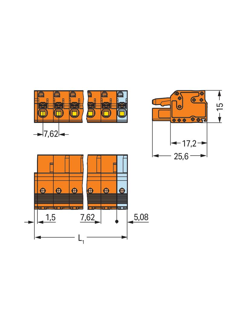 Gniazdo MCS‑MIDI Classic 6‑biegunowe pomarańczowe raster 7,62mm 2231‑706/026‑000 /50szt./ WAGO