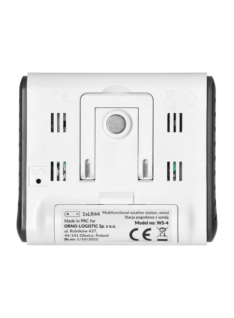 Przewodowa stacja pogodowa z pomiarem temperatury zewnętrznej i wewnętrznej oraz wilgotności biała W