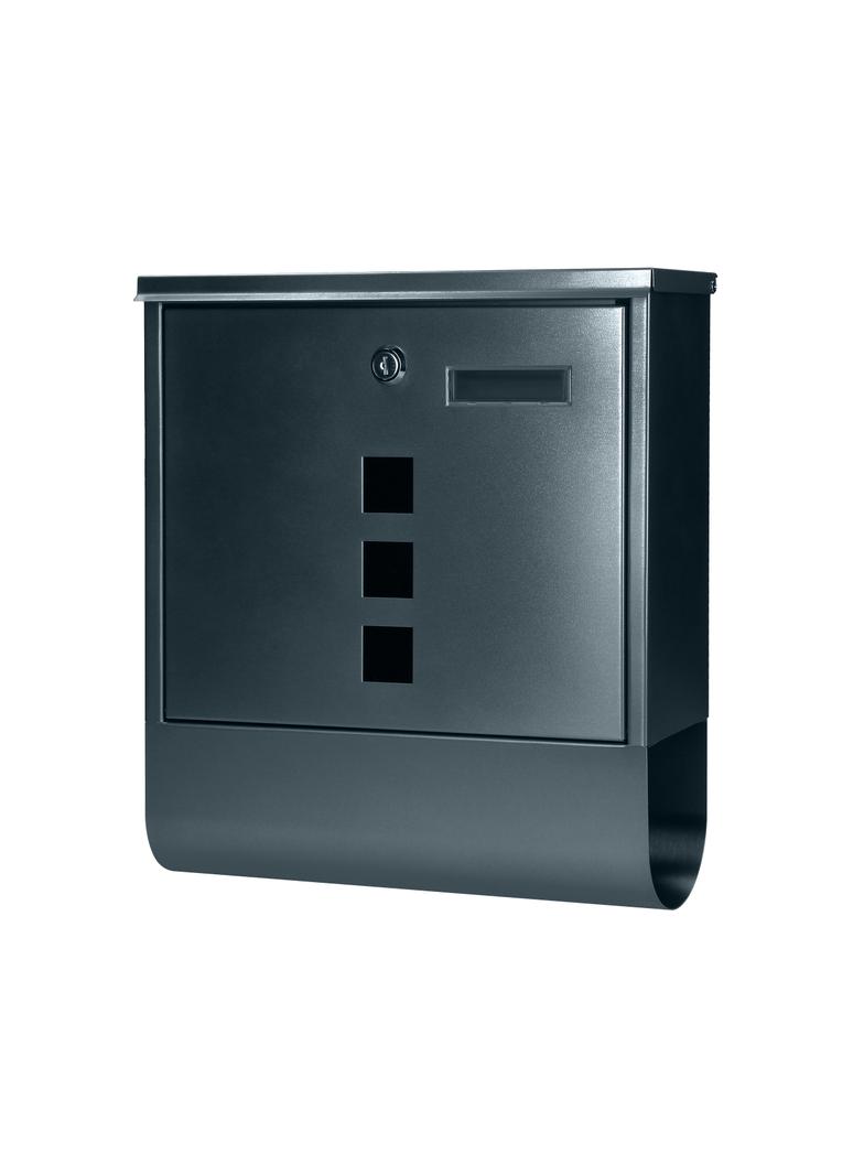 Skrzynka na listy HAITI z galwanizowanej stali z gazetnikiem i okienkami i wizytownikiem antracyt MB