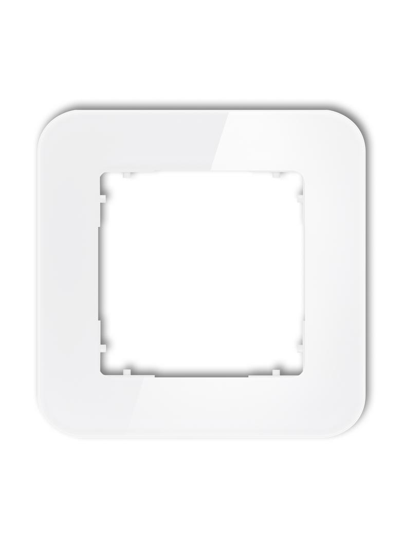 ICON Ramka uniwersalna pojedyncza zaokrąglona - efekt szkła (ramka: biała; spód: biały) biały
