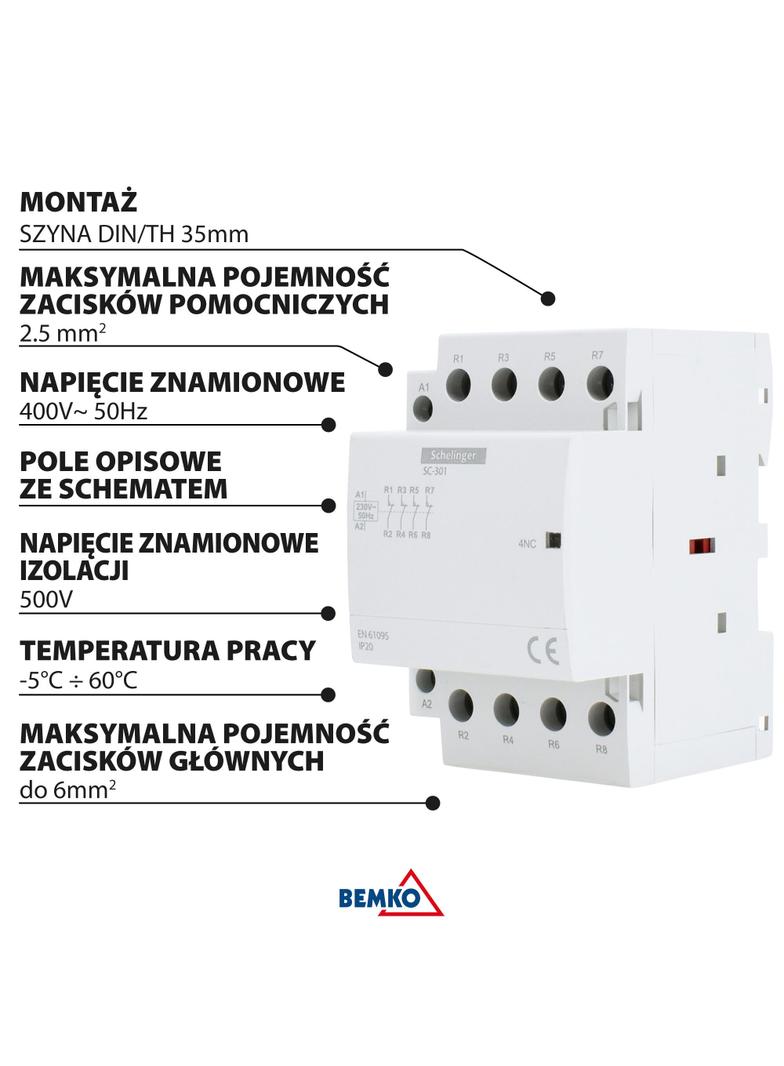 Stycznik modułowy SC301 4P 40A TYP 04 4R SCHELINGER