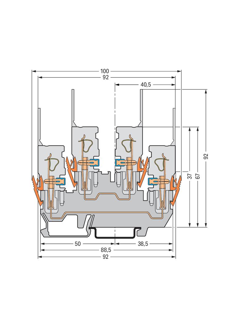 X-COM dwupiętrowa złączka bazowa 2-przewodowa/2-pinowa szara