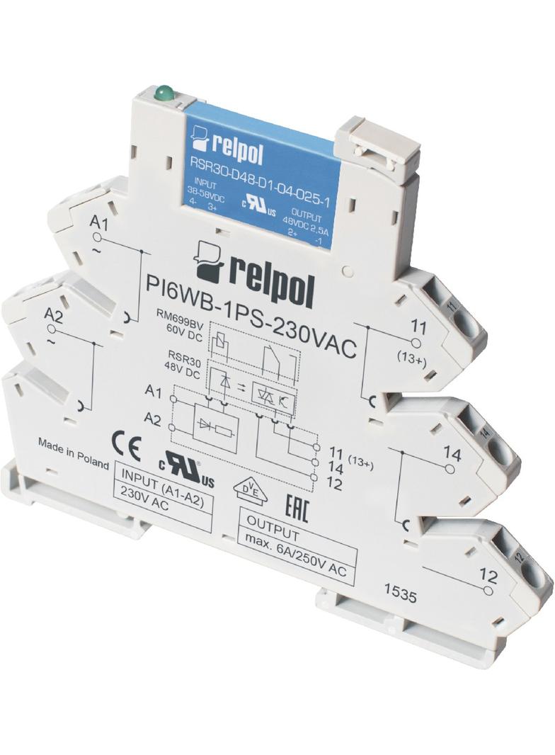 Przekaźnik interfejsowy PIR6WB-1PS-24VAC/DC-C 1Z 24V AC/DC RELPOL