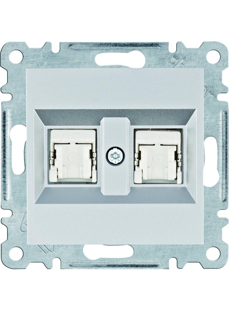 lumina Gniazdo komputerowe podwójne RJ45 kat.6 FTP, srebrny