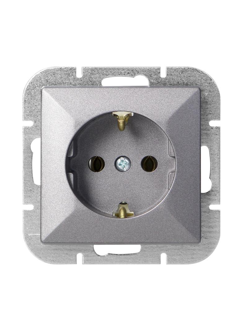 Gniazdo pojedyncze podtynkowe 2P+Z Schuko Pearl, 16A, 250V, PT-17P, antracyt OR-OE-7705(GS)/A ORNO