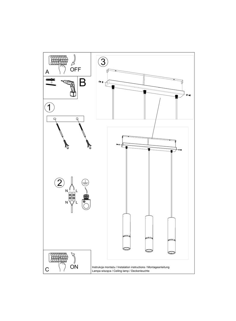 Sollux Lampa wisząca LOOPEZ 3L czarny/złoty SL.0954