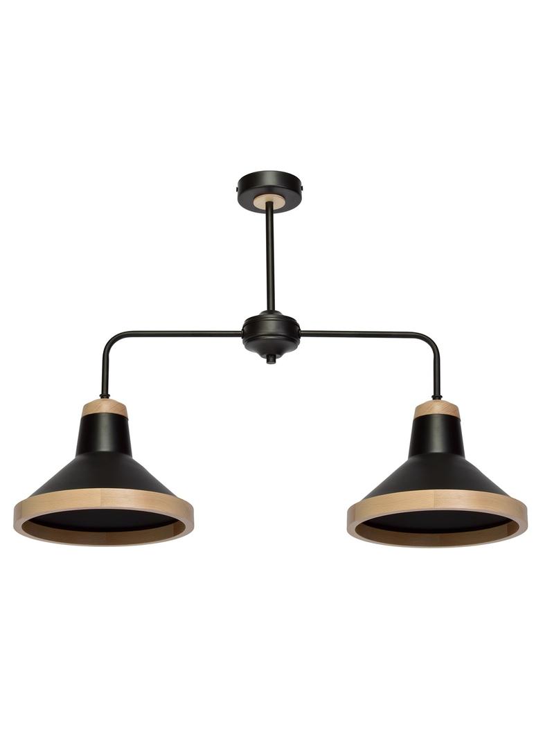 MILAGRO Lampa sufitowa SALMA BLACK / WOOD 2xE27