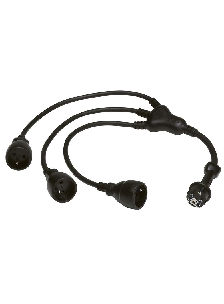 PRZEDŁUŻACZ GUMOWY ROZGAŁĘŹNY 1/3X2P+Z - 0,8M -CZARNY, Legrand
