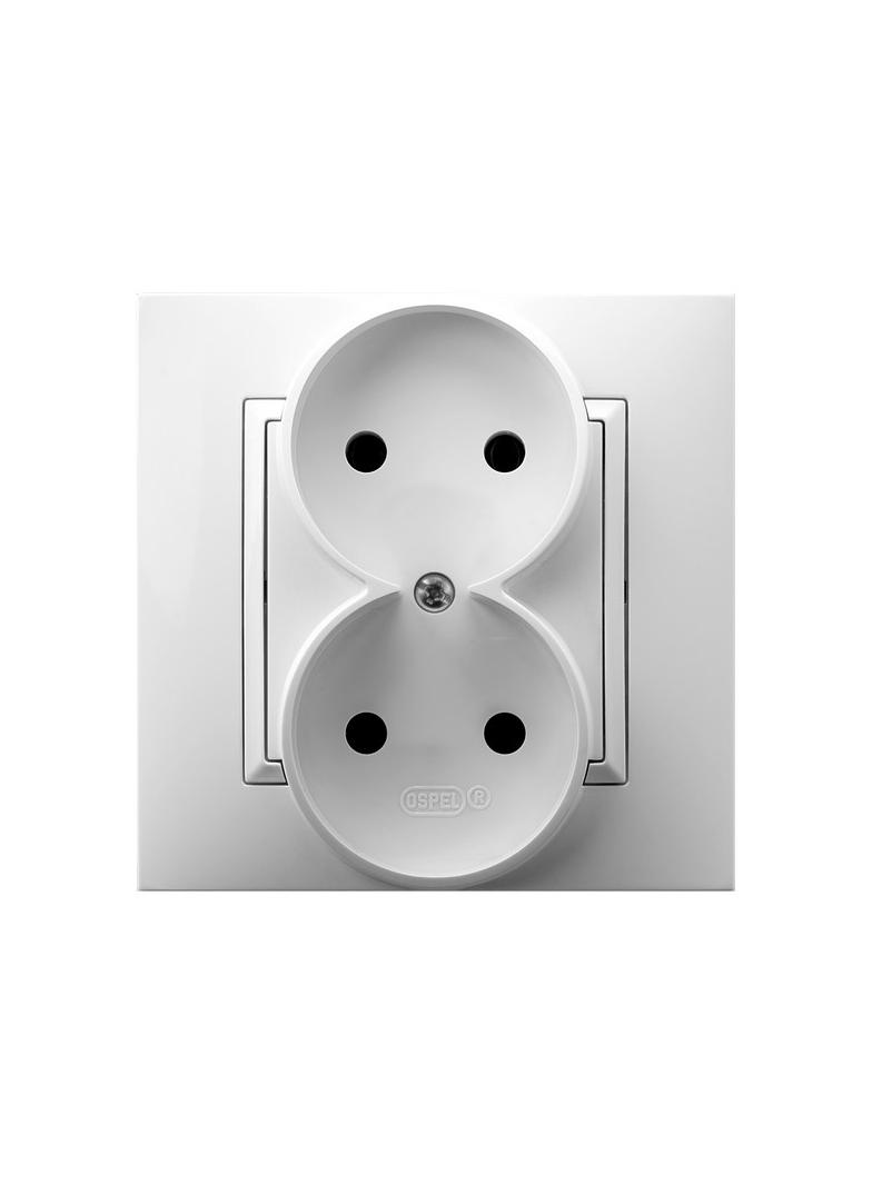 ARIA Gniazdo podwójne kompletne z ramką - kolor biały