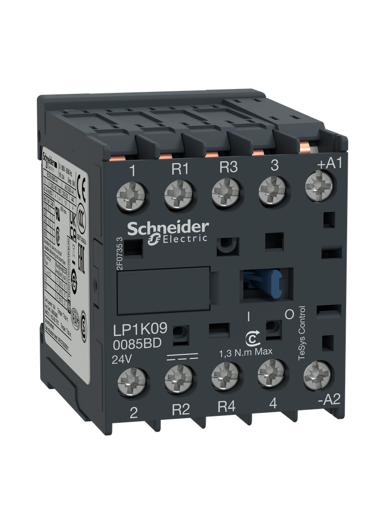 Stycznik mocy, TeSys K, 20A, 4P, 2NO 2NC, cewka 220VDC, nóżki lutownicze