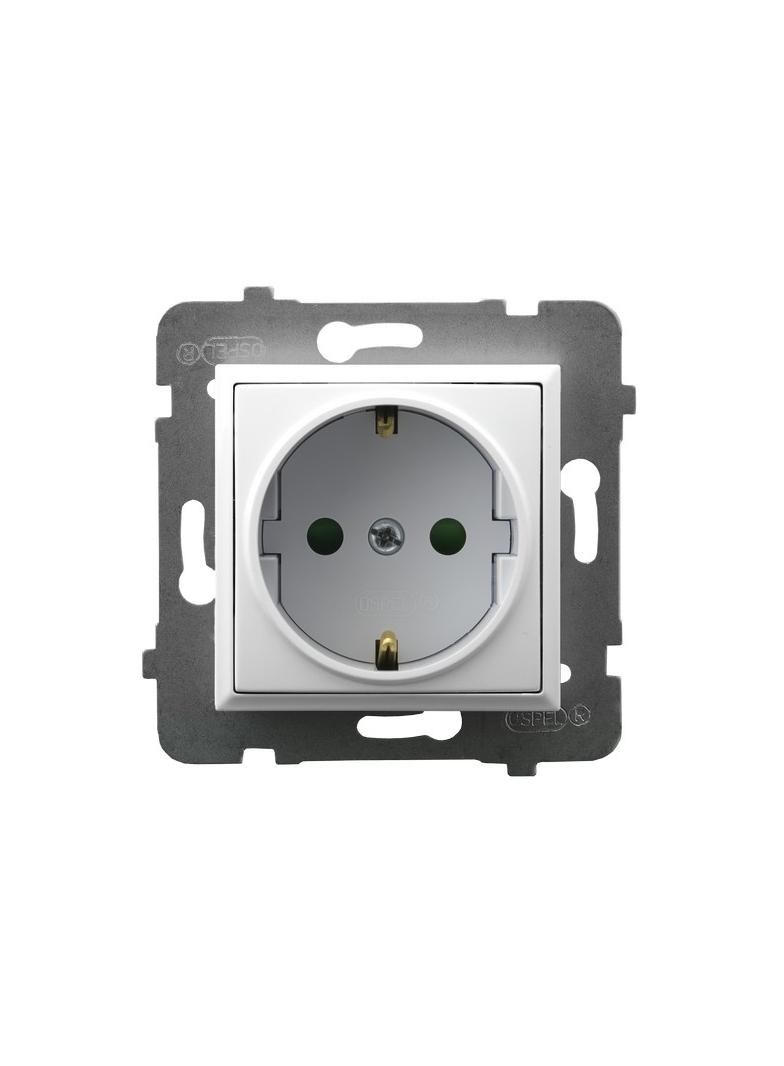 ARIA Gniazdo pojedyncze z uziemieniem schuko z przesłonami torów prądowych - kolor biały