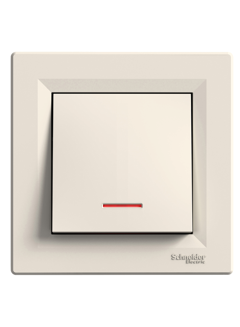 Asfora, przycisk 1-biegunowy z podświetleniem, kremowy