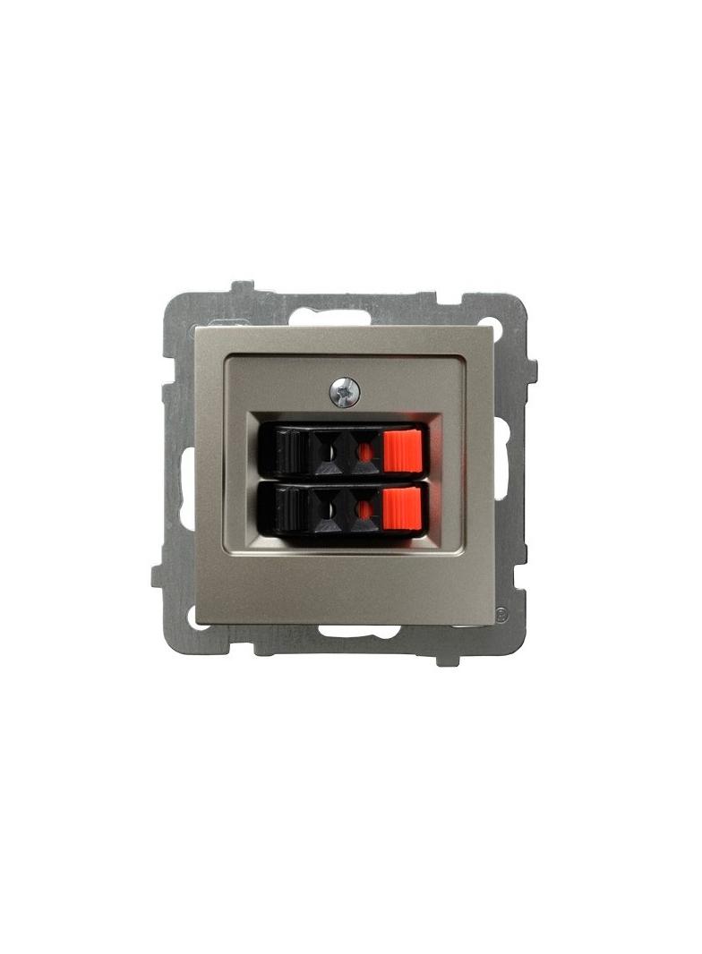 AS Gniazdo głośnikowe podwójne - kolor satyna light