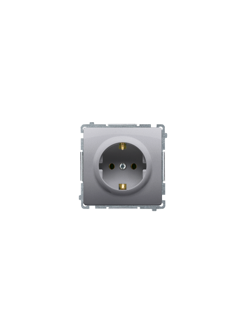 Simon Basic Gniazdo wtyczkowe z uziemieniem Schuko z przesłonami torów prądowych16A 250V zaciski śrubowe stal inox BMGSZ1Z.01/21 BMGSz1z.01/21 KONTAKT