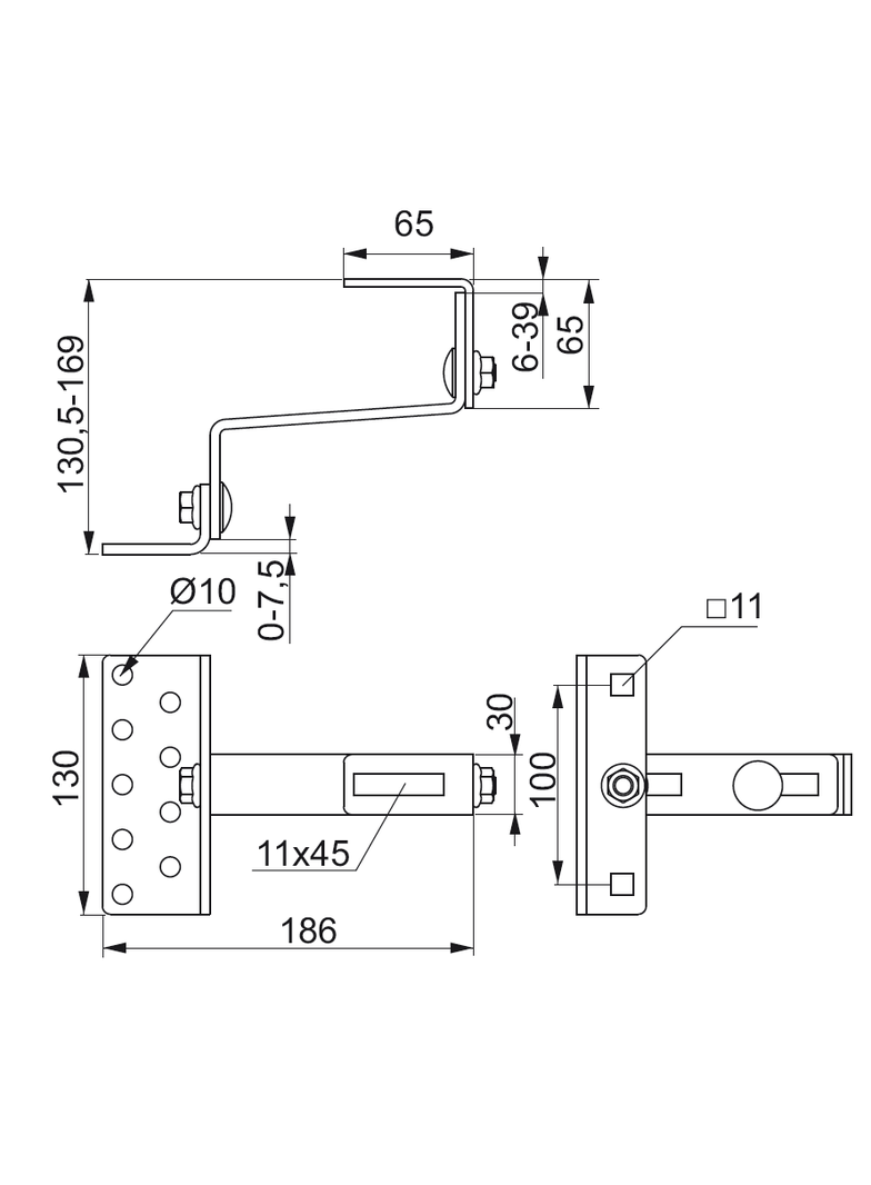 DUR40E Uchwyt dachowy regulowany