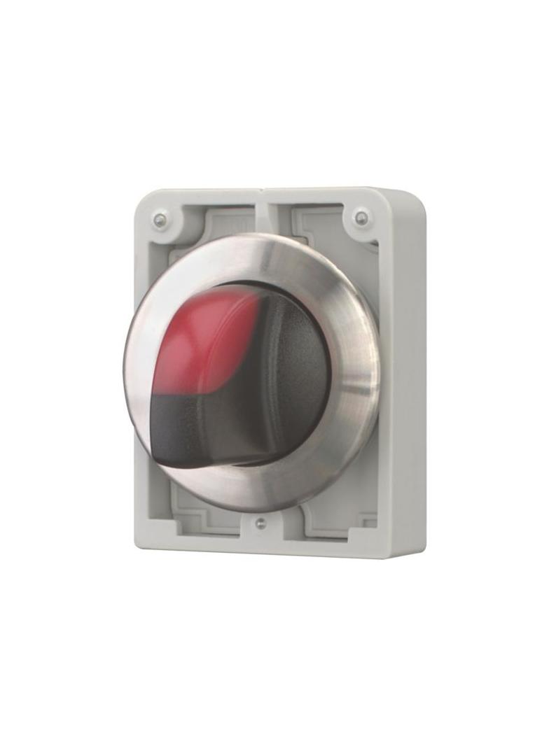 M30I-FWRLK-R Przełącznik piórkowy podświetlany 30mm czerwony 2-pozycyjny bez samopowrotu stal nierdz