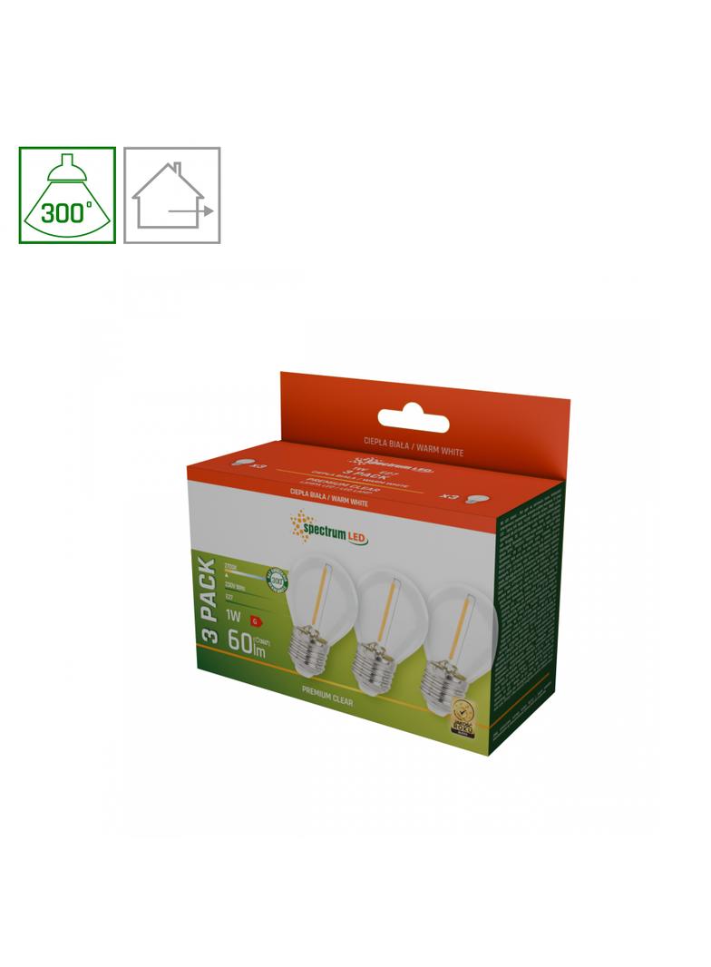 LED KULKA E-27 230V 1W COG WW CLEAR SPECTRUM 3-PACK