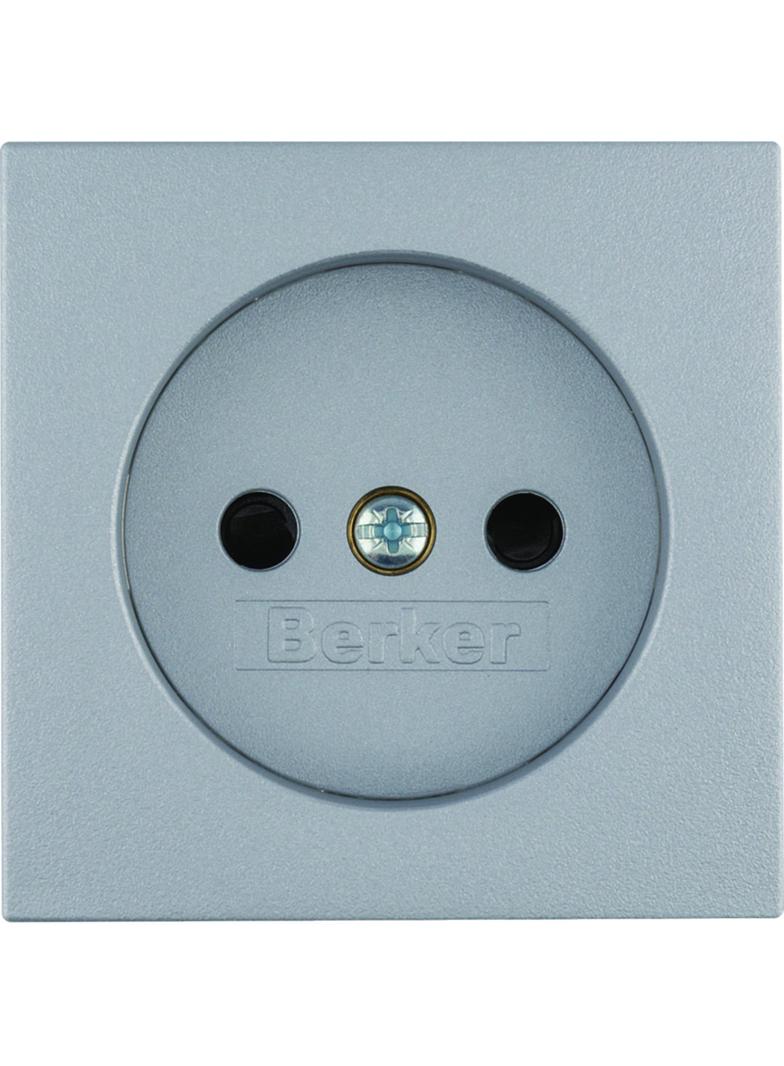 BERKER B.Kwadrat/B.7 Płytka czołowa do gniazda bez uziemienia aluminium 3967331404 HAGER