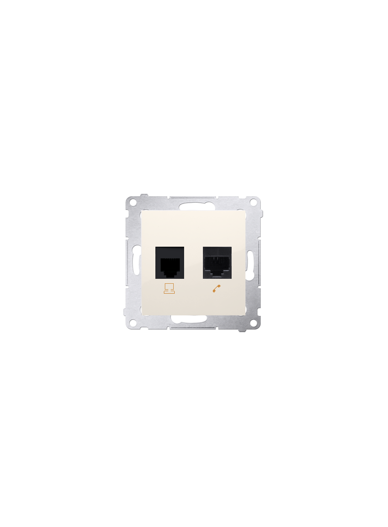 Simon 54 Gniazdo komputerowe RJ45 kategoria 5e + telefoniczne RJ12 kremowy D5T.01/41 KONTAKT