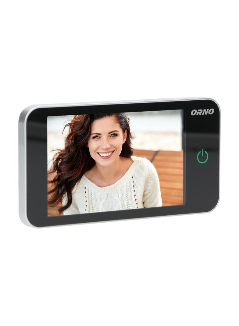 Elektroniczny wizjer do drzwi 4" szerokokątny obiektyw bateryjny srebrny OR-WIZ-1107 ORNO