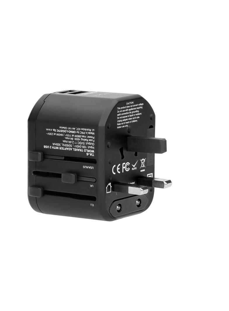 GOworld USB uniwersalny adapter 200 krajów 2 x USB TA-6 ORNO