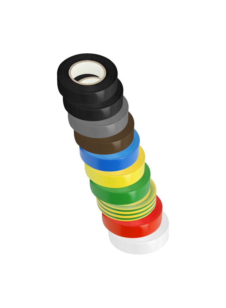 Zestaw 10 taśm 19mm, 2x czarna, szara, brązowa, niebieska, żółta, zielona, żółto-zielona, czerwona,