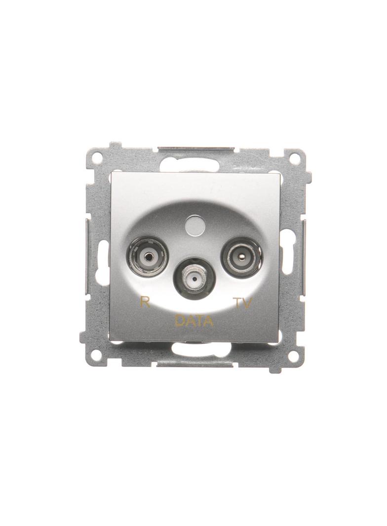 Simon 54 Gniazdo R-TV-DATA srebrny mat