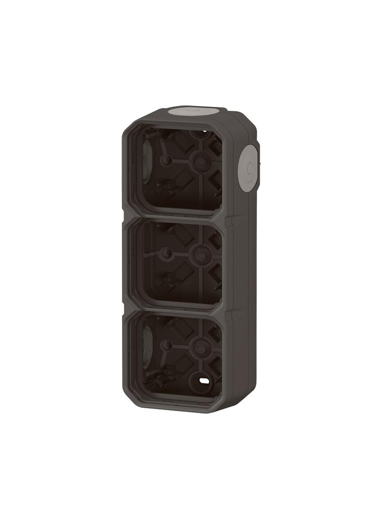 NOWE PLEXO - PUSZKA NATYNKOWA PODTRÓJNA Z PRZEPUSTEM MEMBRANOWYM ANTRACYT