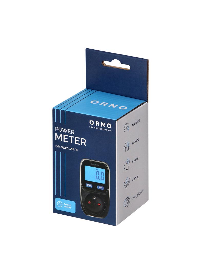 Watomierz kalkulator energii z wyświetlaczem LCD czarny ORNO