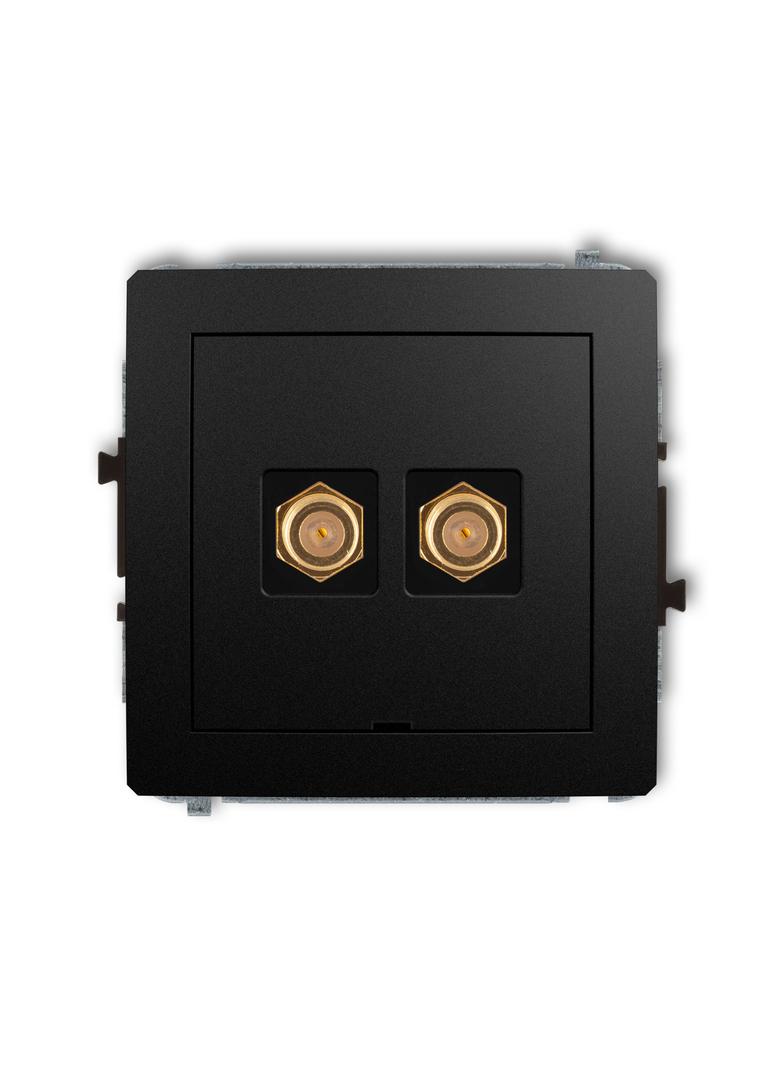 DECO Mechanizm gniazda antenowego podwójnego typu F (SAT) pozłacany, bez pola opisowego czarny mat