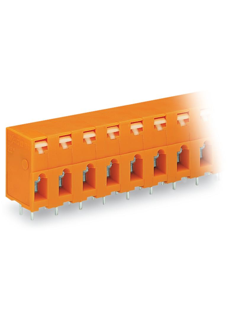 listwa przepustowa do p. drukowanych 2-bieg. pomarańczowa raster 7,62 mm