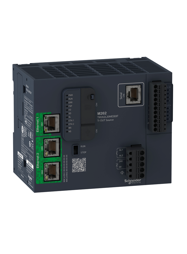 Modicon M262, sterownik, RJ45, 2 x Ethernet, 4 szybkie wejścia cyfrowe, 4 szybkie wyjścia cyfrowe, 3