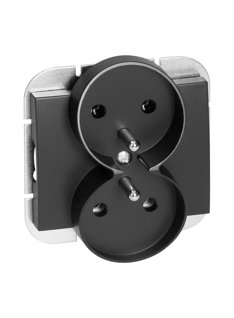 Gniazdo podwójne podtynkowe 2x2P+Z Onyx, 16A, 250V, PT-6OR, czarny OR-OE-7506/B ORNO