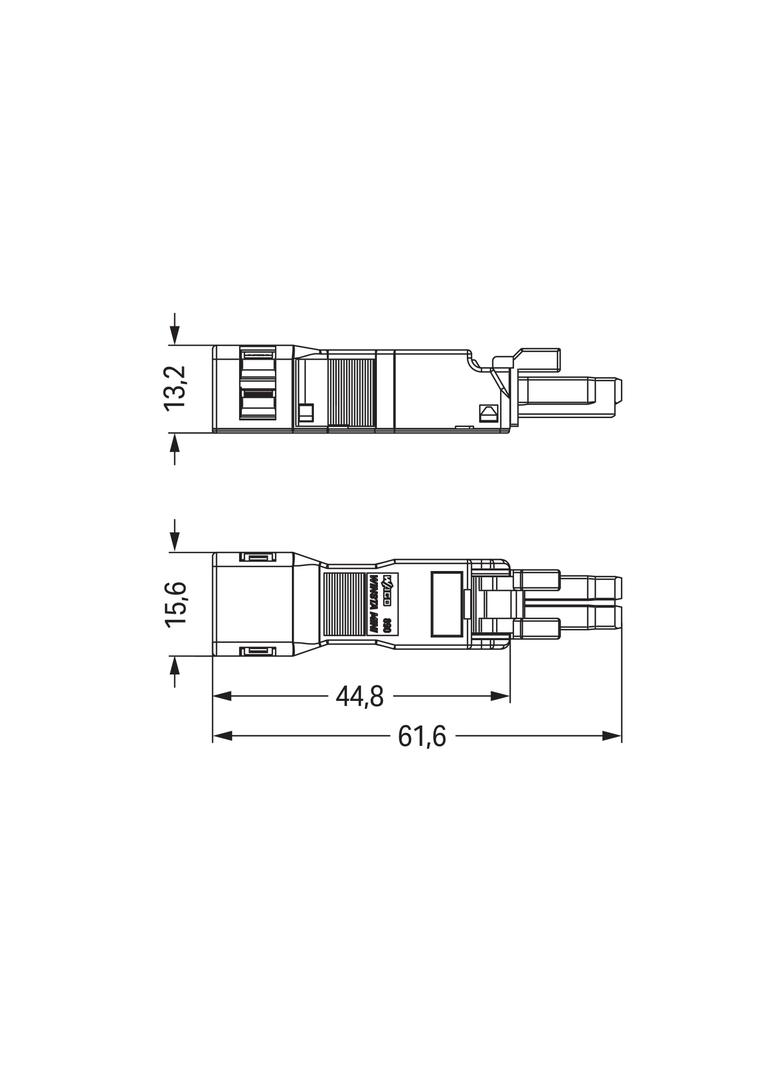 WINSTA MINI gniazdo 2-torowe białe z obudową odciążającą naciąg
