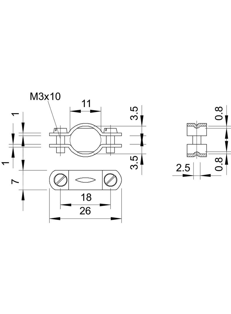 OBEJMY OPOR. ZE ŚRUB.M3X10 OC.G.