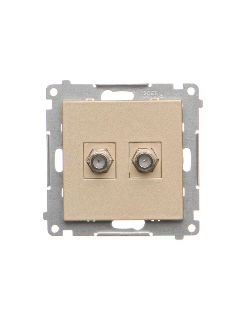 Simon 55 Gniazdo antenowe typu /F/ podwójne Do instalacji indywidualnych Szampański mat