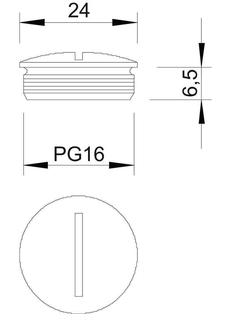168/MS, ZAŚLEPKA GWINTOWANA PG 16 MS/NI