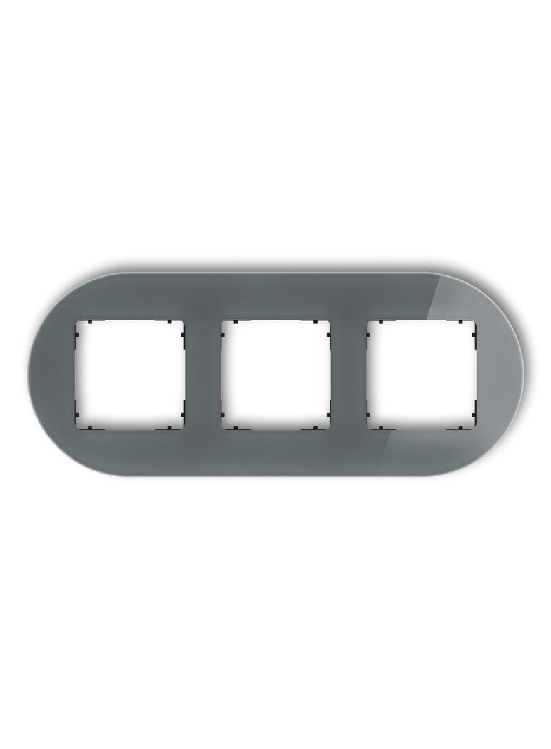 ICON Ramka uniwersalna potrójna okrągła - efekt szkła (ramka: grafitowa; spód: czarny) grafitowy