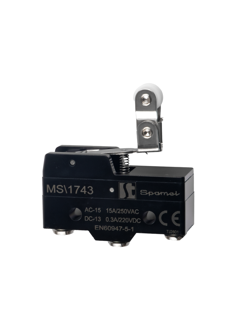 ŁĄCZNIK MINIATUROWY DŹWIGNIA ŁAMANA Z ROLKĄ MS1743 SPAMEL