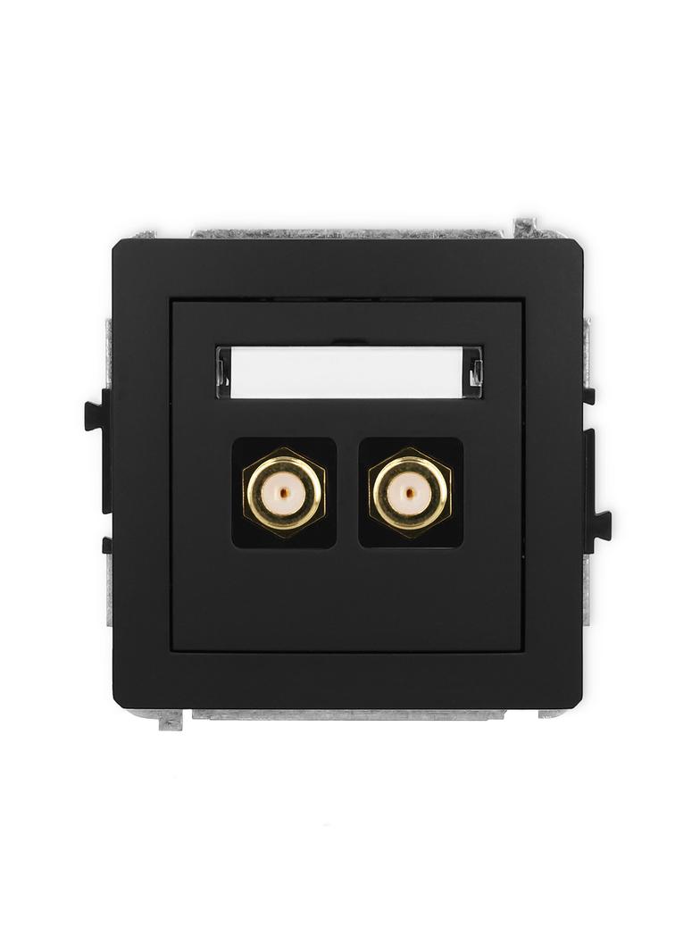 DECO Mechanizm gniazda antenowego podwójnego typu F (SAT) pozłacany czarny mat