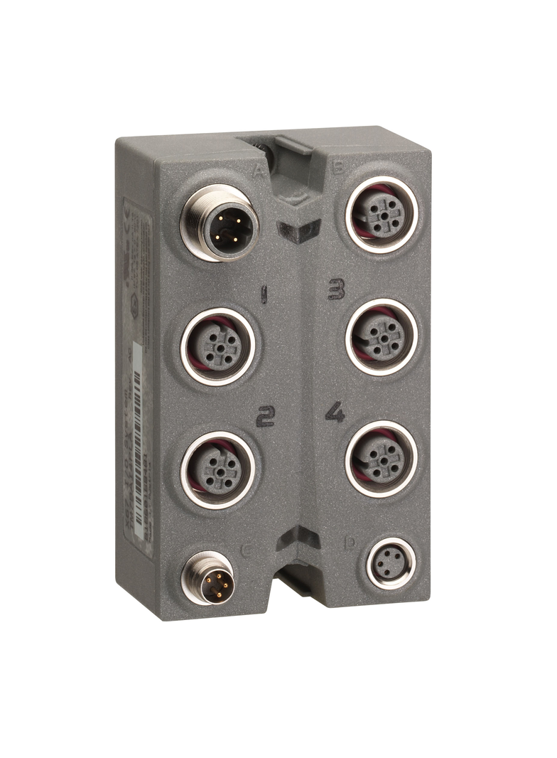 Modicon TM7, moduł rozszerzeń we/wy, 4 wejścia napięciowe, złącza M12, IP67