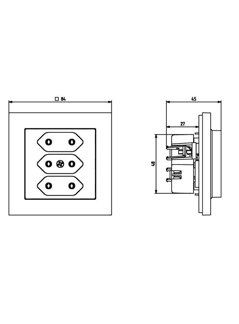 SONATA Gniazdo potrójne EURO - kolor ecru
