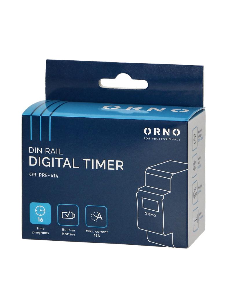 Elektroniczny programator czasowy 16 programów 2 moduły DIN TH-35mm OR-PRE-414 ORNO