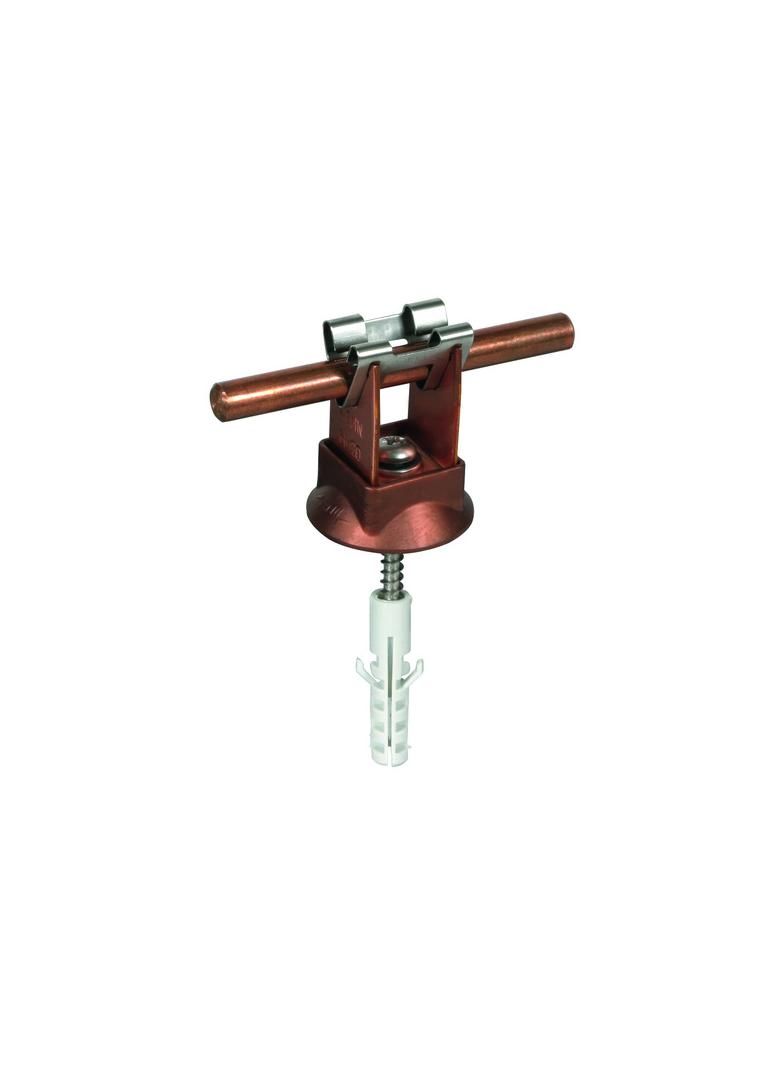 Wspornik DEHNgrip do drutu 8 mm, wys. 20 mm, z kołkiem 8x40 mm i wkrętem do drewna, Cu